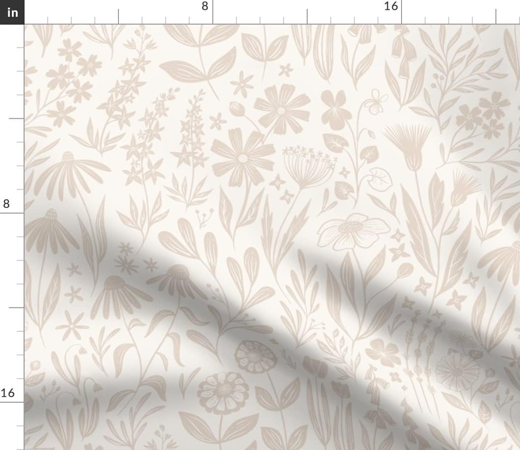 Spoonflower Fabric Flowers Cream Tan Nude Medium on Petal Signature