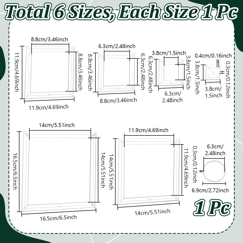 NBEADS 6Pcs Acrylic Quilting Templates Set, Square Cutting Ruler