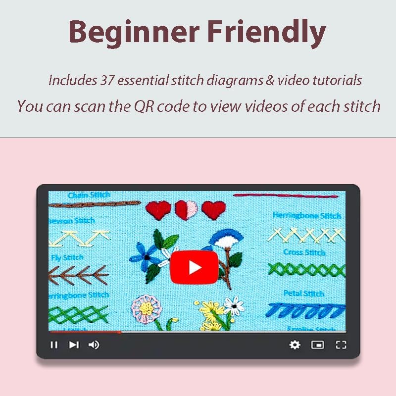 Sutesloly Embroidery Kit for Beginners Adults, 3 Sets Learn to Floral
