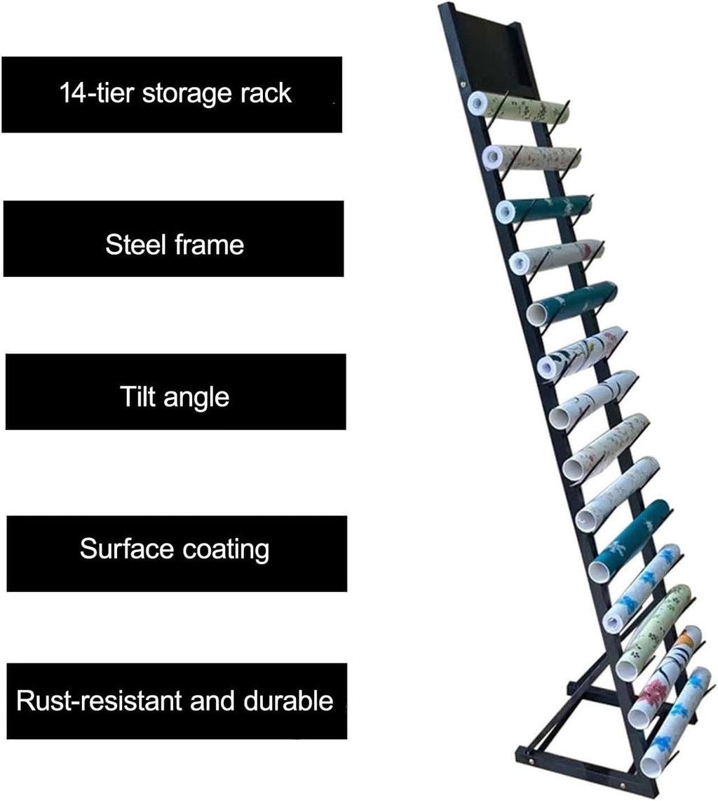 Commercial Fabric Roll Storage Rack, Heavy Duty Steel Organizer Holder