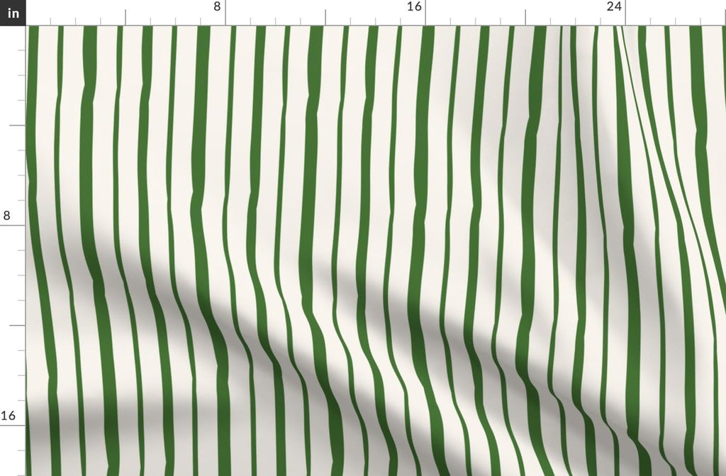 Spoonflower Fabric Green Stripe Cream Simple Hand on Essex Linen