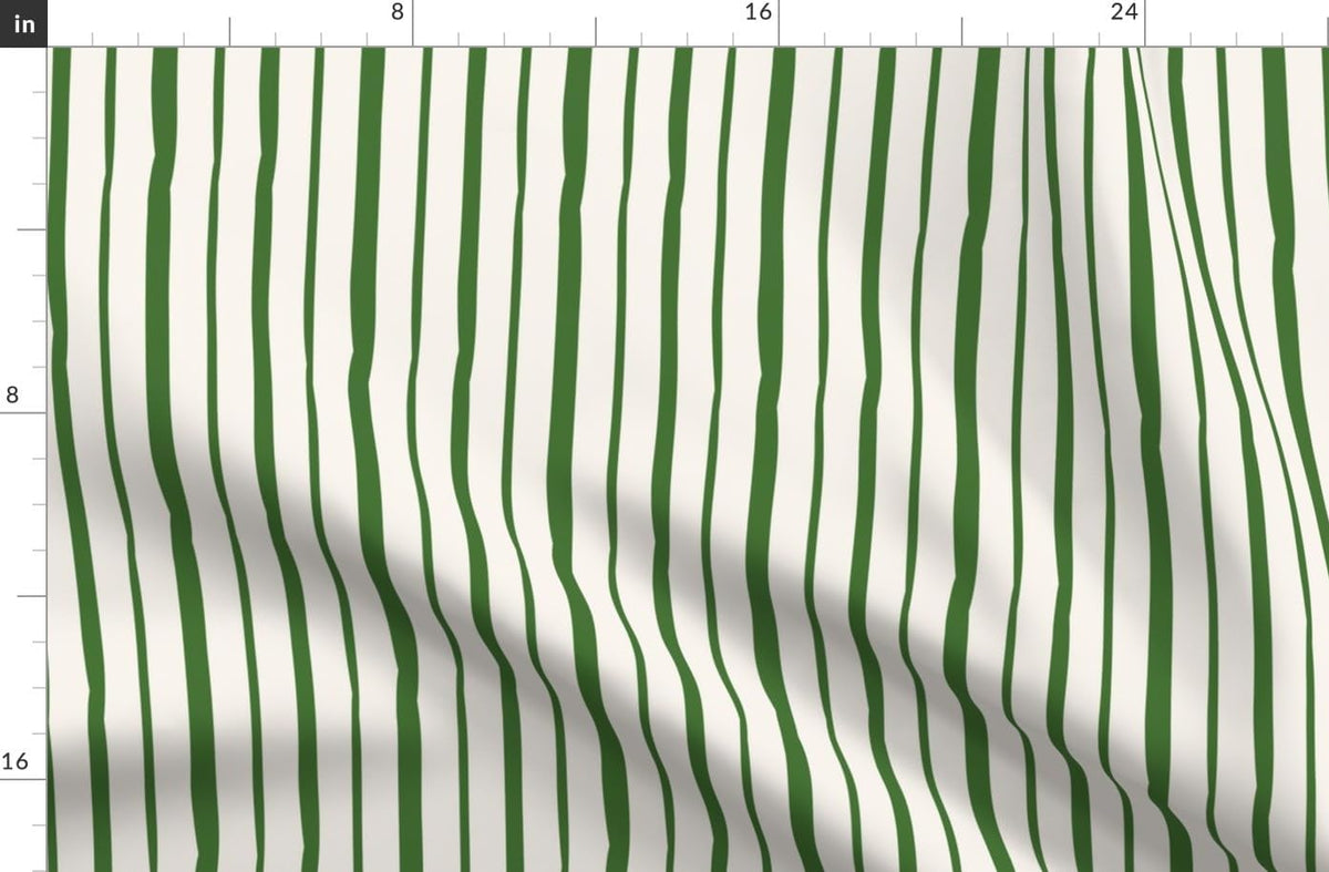 Spoonflower Fabric Green Stripe Cream Simple Hand on Essex Linen