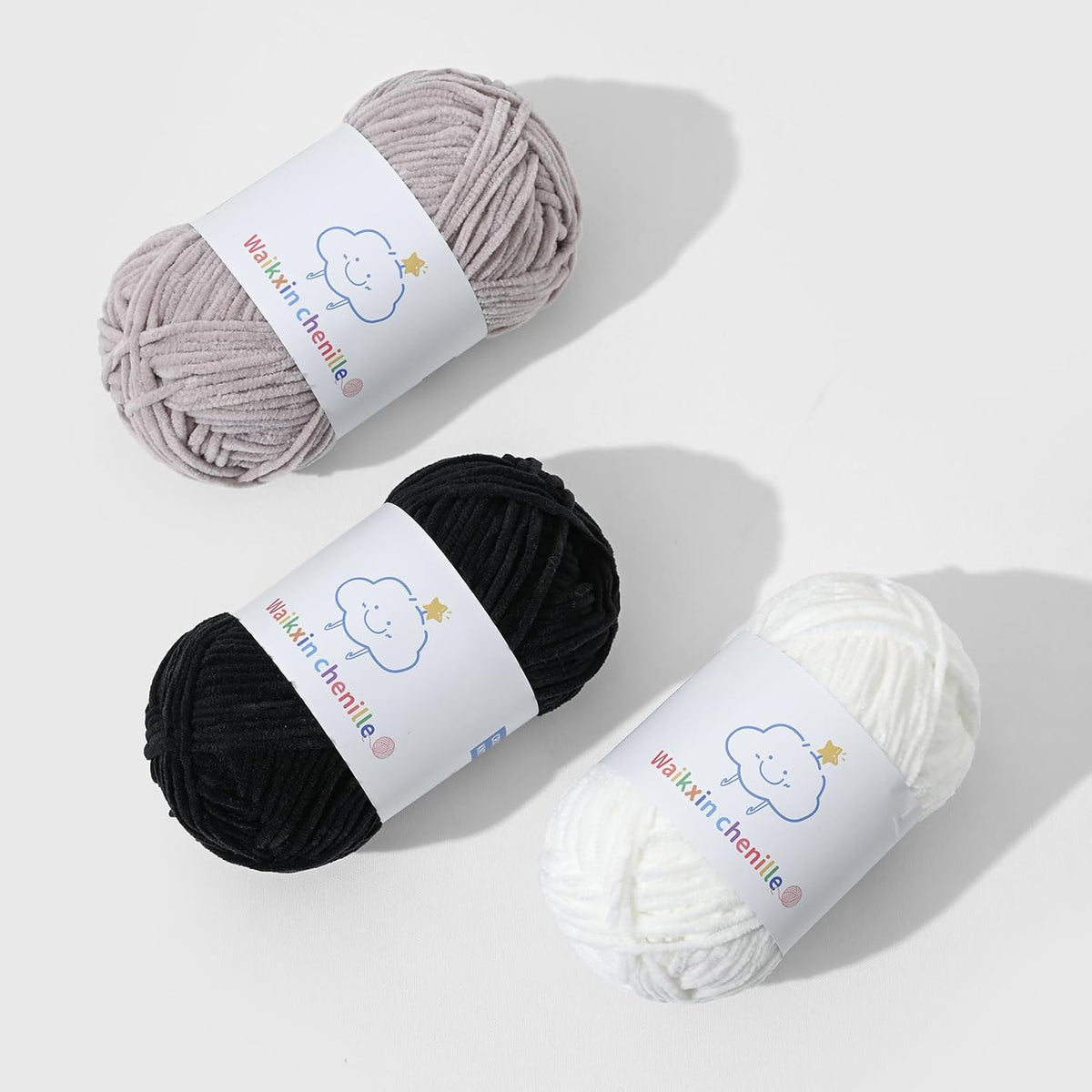 6 Pack of Skinny Chenille Yarn for Crocheting, Amigurumi Yarn&Baby