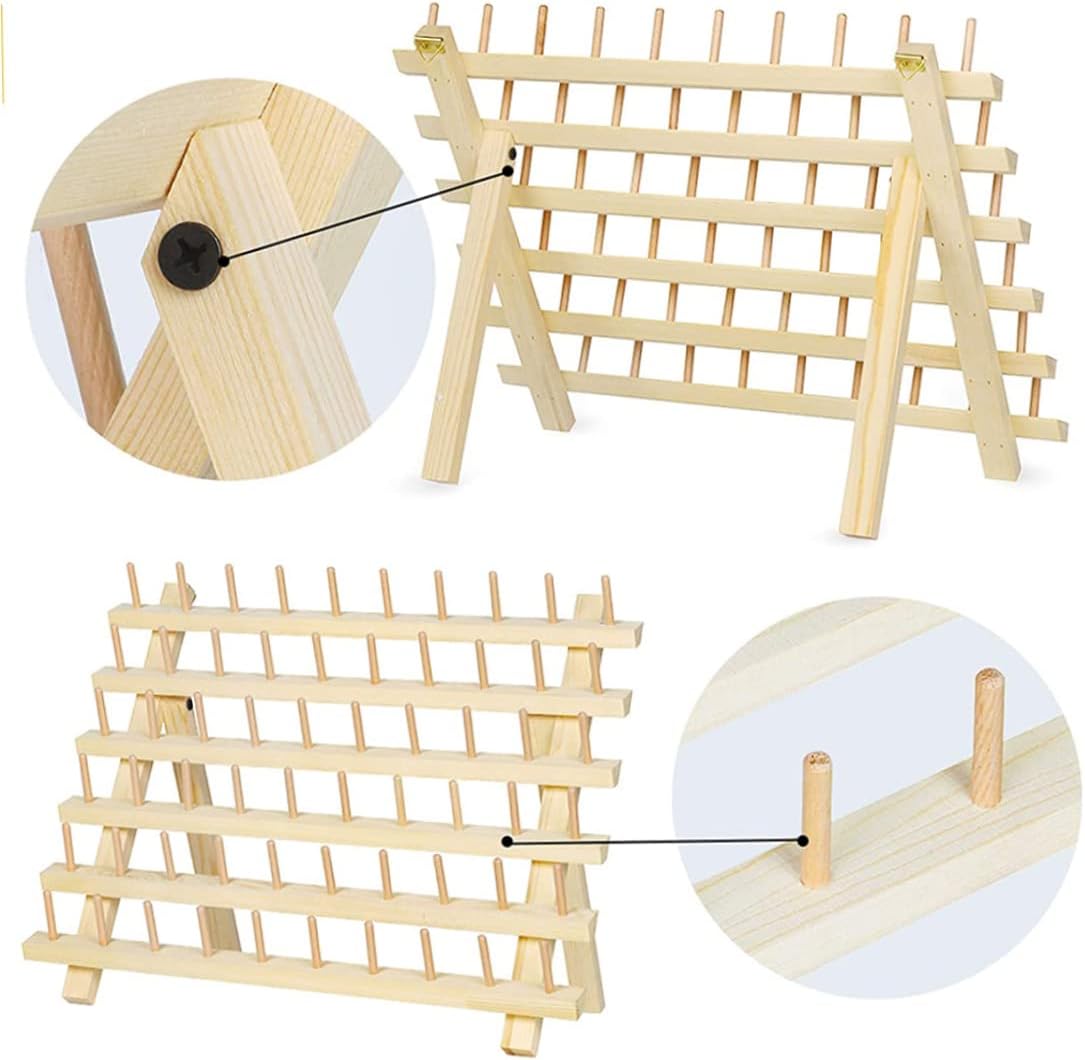Thread Rack 60-Spool Wooden Organizer for Sewing and Embroidery