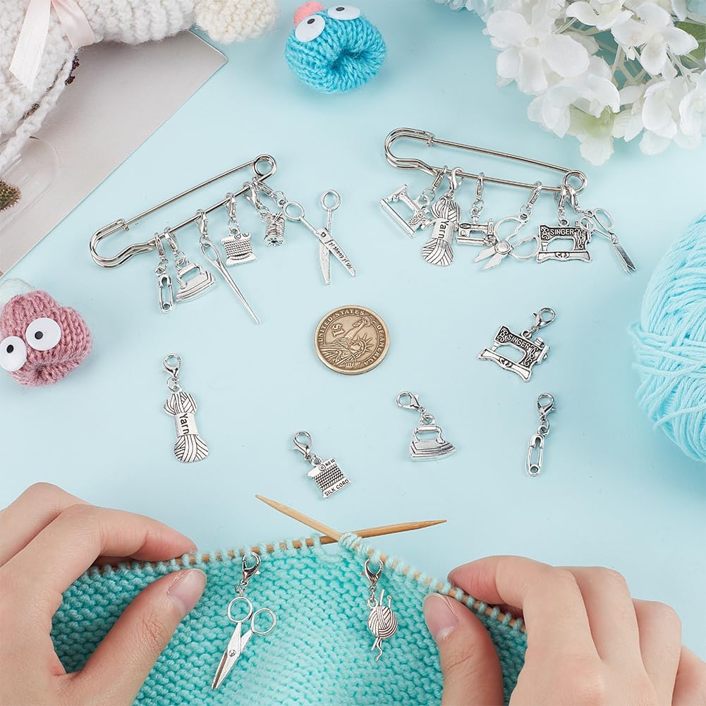 BENECREAT 6 Sets 3 Styles Tailor Tool Theme Stitch Marker Charms
