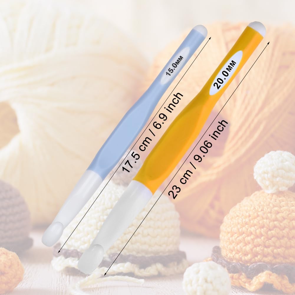 Large Sizes Crochet Hooks 2 pcs Long Crochet Needles QLRFFLJOY 15mm