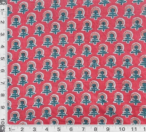 100% Cotton Fabric by the Yard, Hand Block Print Fabric for Sewing
