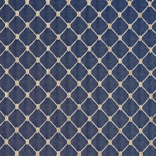 Navy Blue Diamond Jacquard Woven Upholstery Fabric by The Yard - SKU