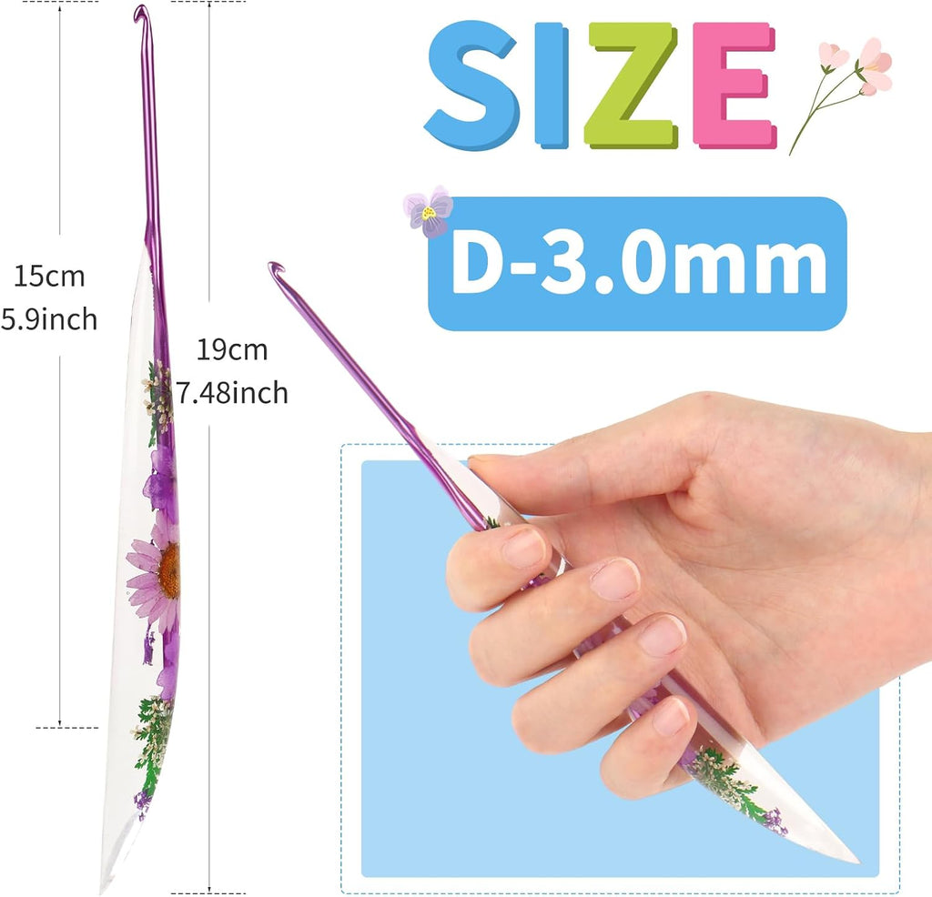 Coopay Crochet Hooks, 3mm Ergonomic Crochet Hook with Floral Plastic