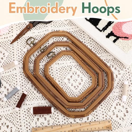 BrightRow 6 Pcs Large Embroidery Hoop Set Decorative Imitated Wood