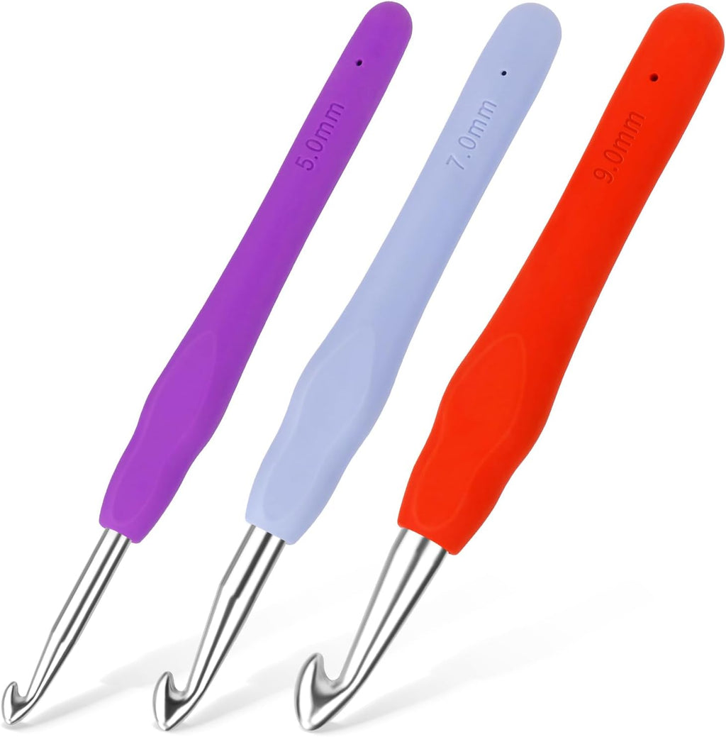 Iuuidu 3PCS Crochet Hooks 5.0/7.0/9.0mm Crochet Hooks for Arthritic
