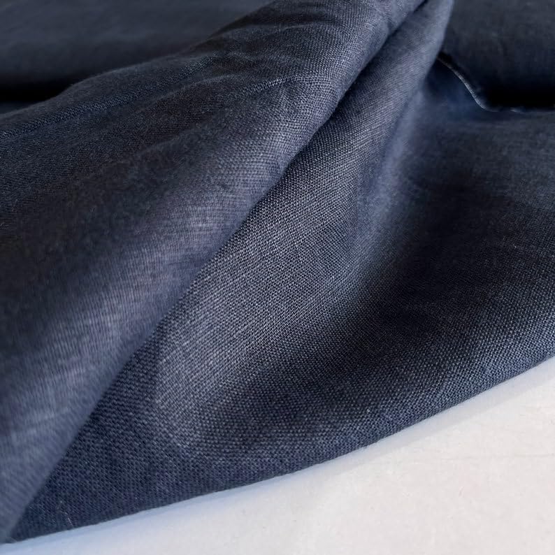 Pure Linen Fabric Navy Blue,Stonewashed, Linen, Pure Linen, Fabric by
