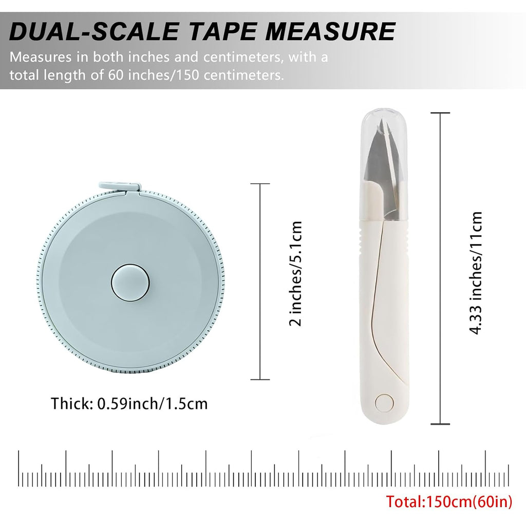 6 PCS Tape Measure Body Measuring Tape with Soft Ruler & Scissors for