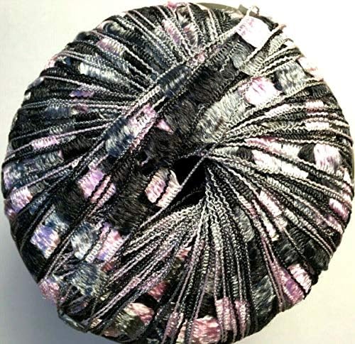 Berlini Ladder Ribbon Maxi Yarn #88 Pink Zebra: Pink Black Silver-Grey