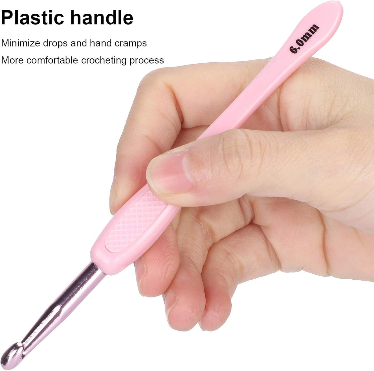 Changor 8pcs Crochet Hooks, Ergonomic Plastic Handle Knitting Needles
