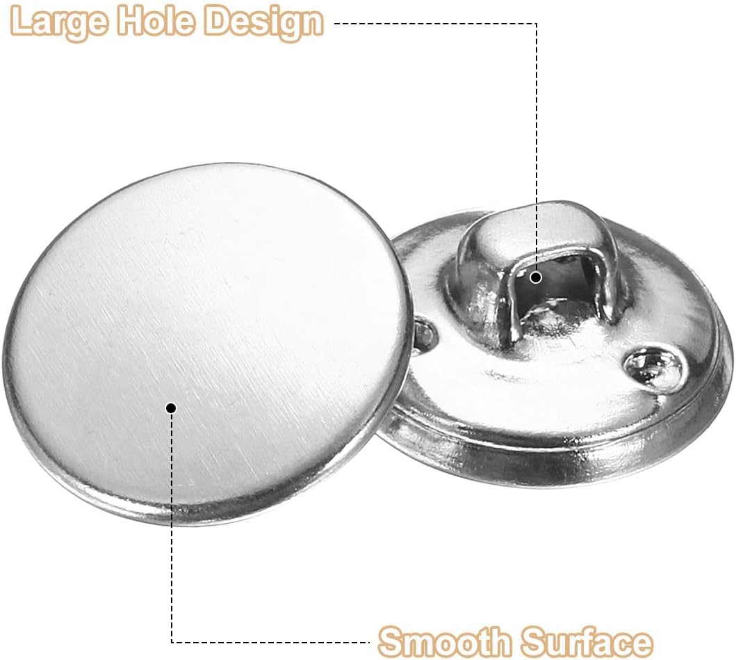 HARFINGTON Metal Antiqued Button 15mm 10pcs, Silver