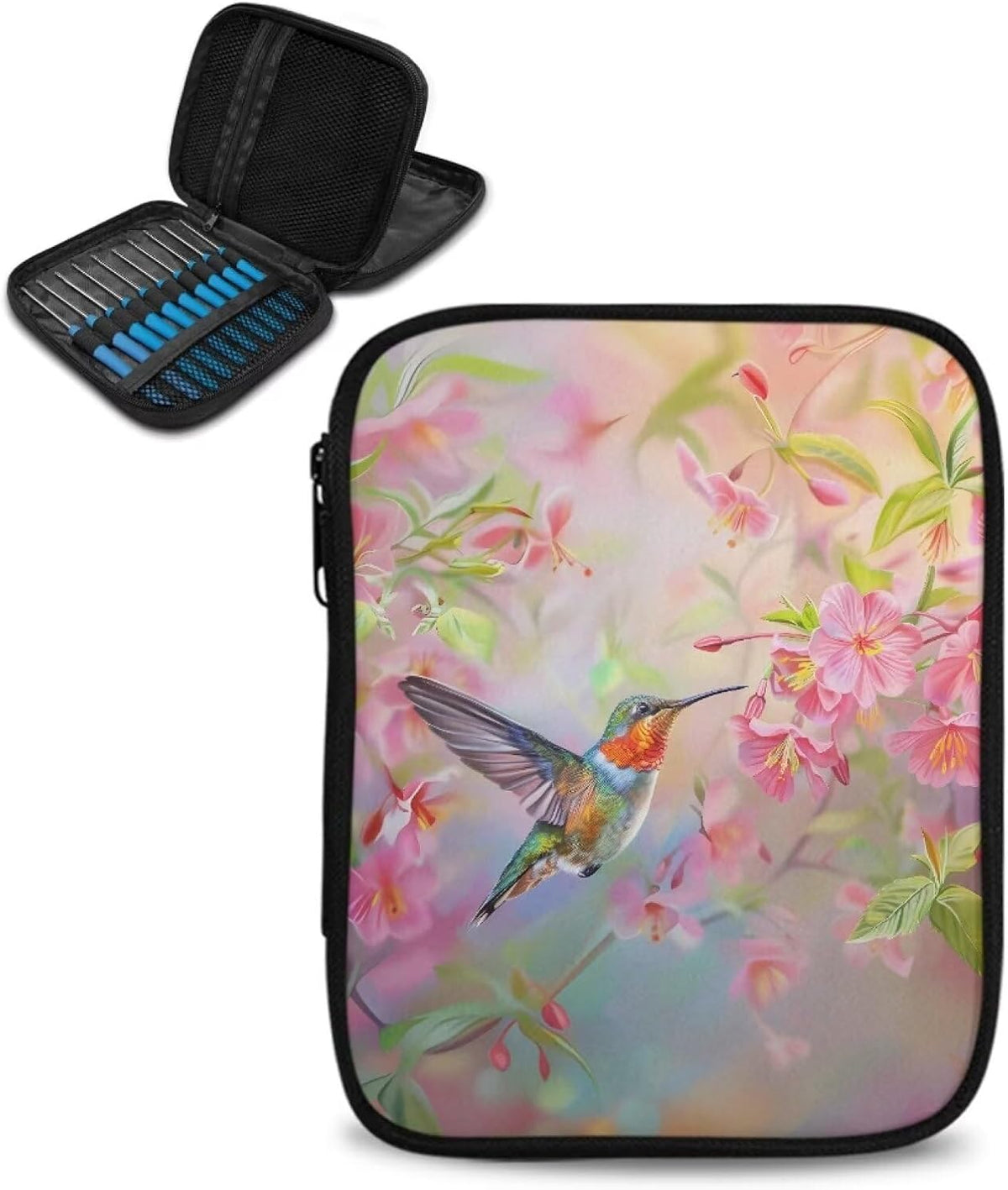 Hummingbird Crochet Hook Case Portable Knitting Needle Case with Web