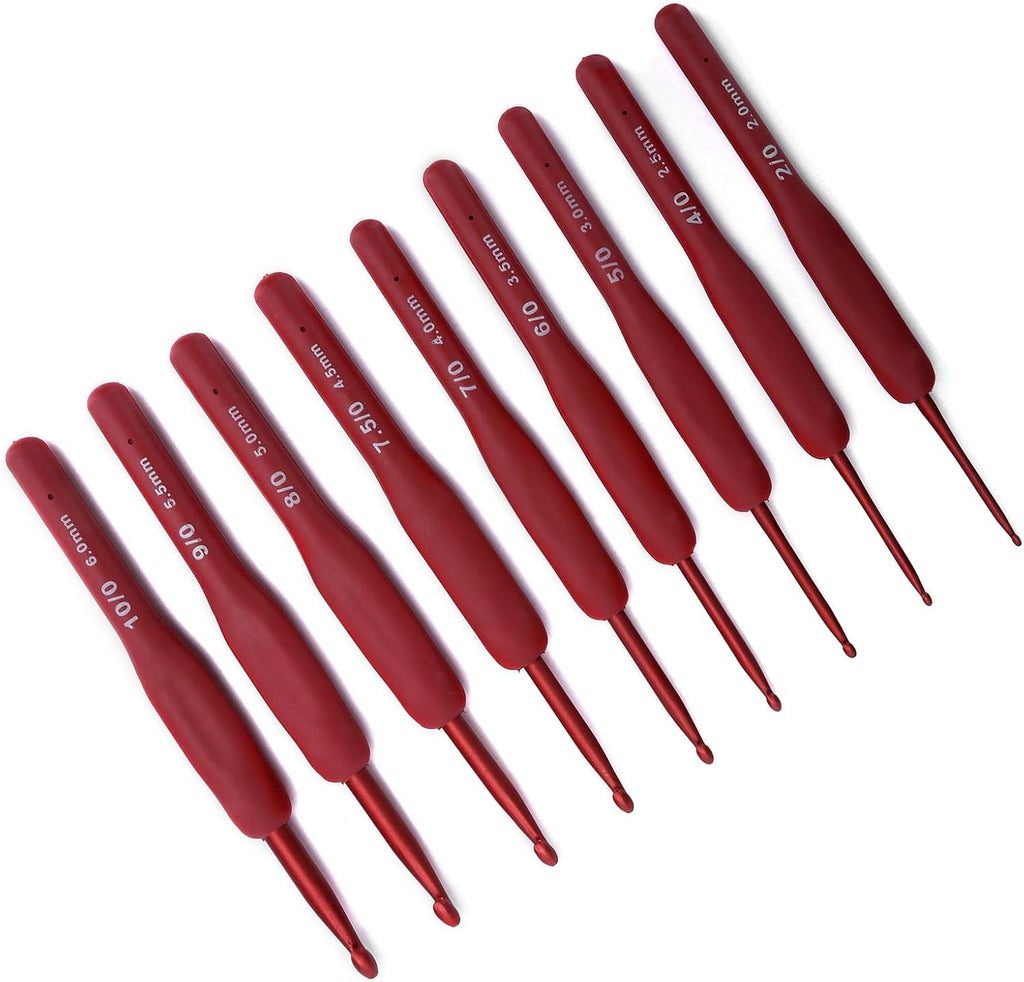 Rengue Ergonomic Crochet Hook Set, 9 Pcs 2-6mm Knitting Needles with