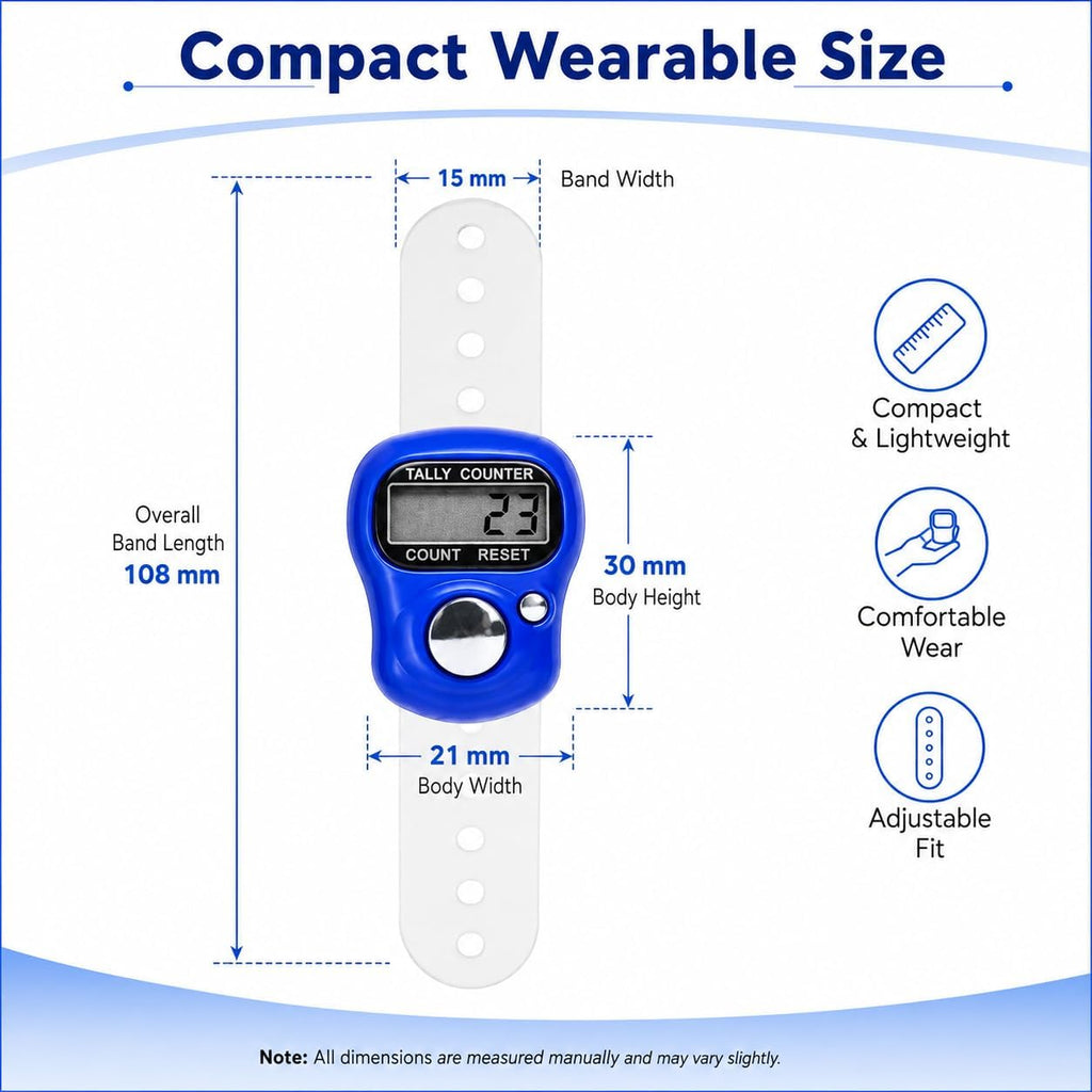 5 Digit LED Digital Row Counter, Handheld Tally Counter with Ring