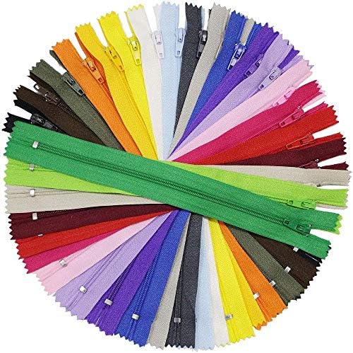 Nylon Coil Zippers, CDDLR 100PCS 9 Inch Colorful Sewing Zippers for