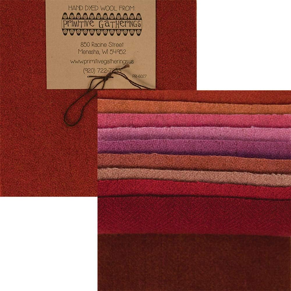 Primitive Gatherings Hand Dyed Wool Primitive 3 Charm Pack 10 5-inch