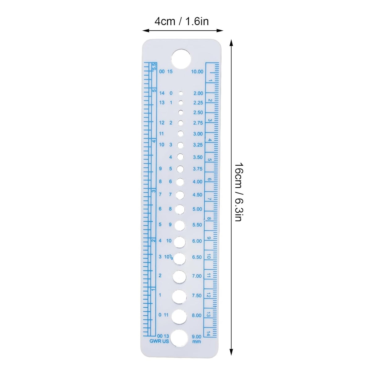 Knitting Needle Gauge Ruler Soft Plastic Durable Knit Measure Size
