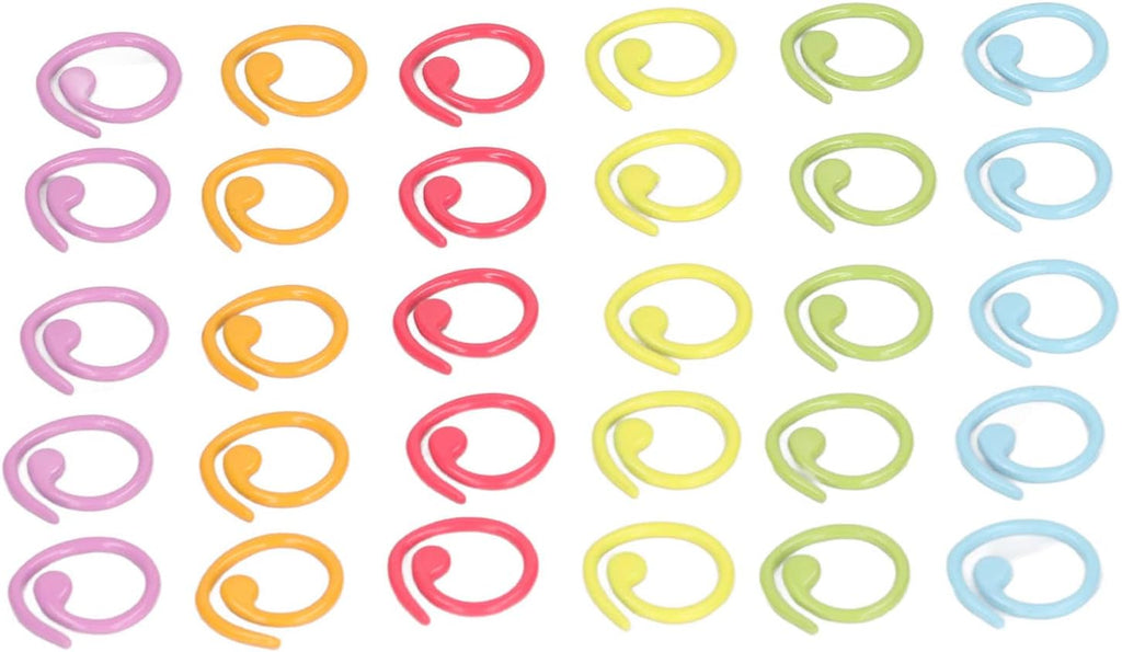 Akozon 30Pcs Colorful Knitting Stitch Marker Rings