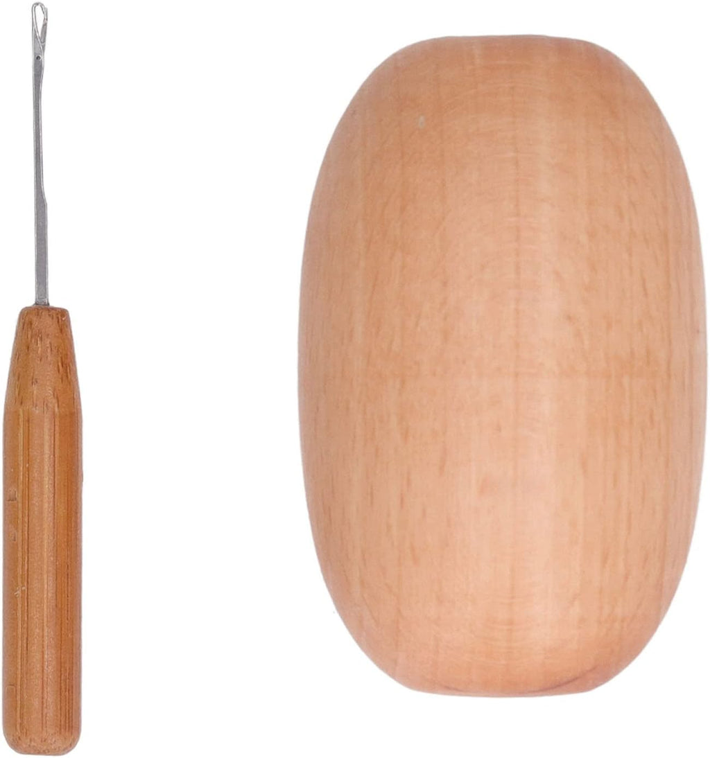 Beechwood Darning Egg with Needle for Socks and Gloves Repair, 6 x