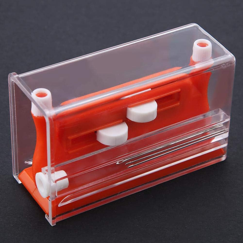 Desk Needle Threader, Hand Threader Red Double Hole Needle Threader