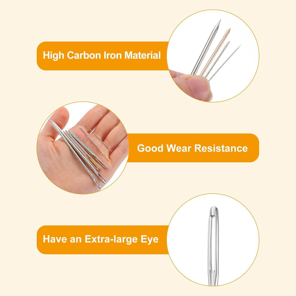 uxcell 100Pcs Large Eye Needles, 2.76" 2mm High Carbon Iron Embroidery