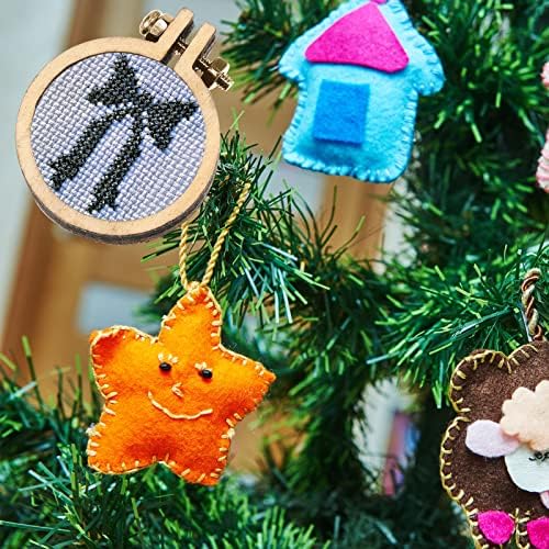 Jetec 20 Pieces 1 Inch Mini Embroidery Hoops Wooden Cross Stitch Hoops