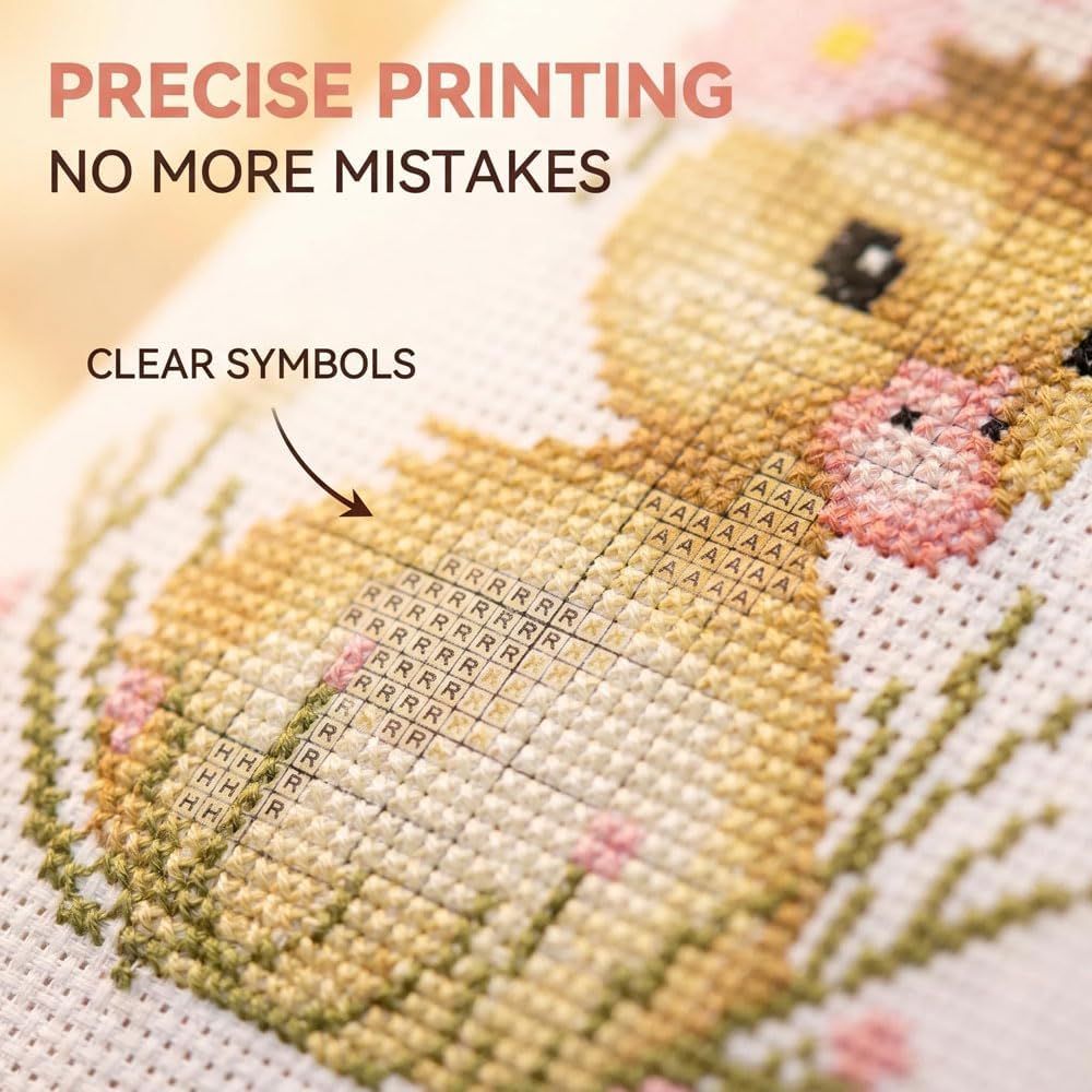 Cute Duck Stamped Cross Stitch Kits for Beginners Adults with Framed