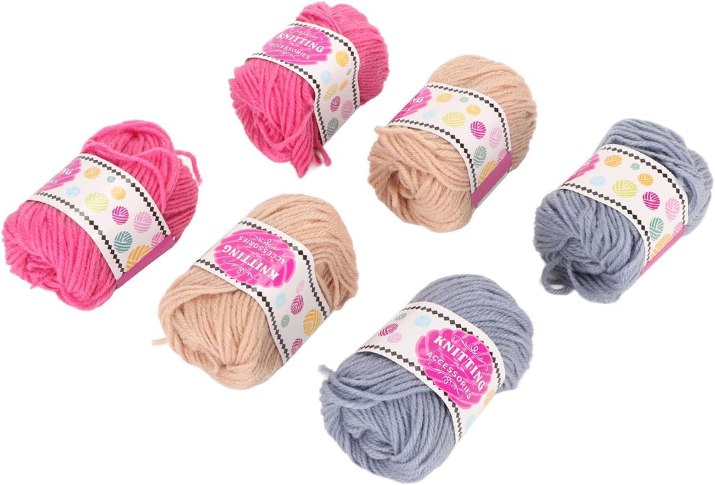 6Pcs Crochet Knitting Yarn, Soft Bright Multi Purpose Yarn for