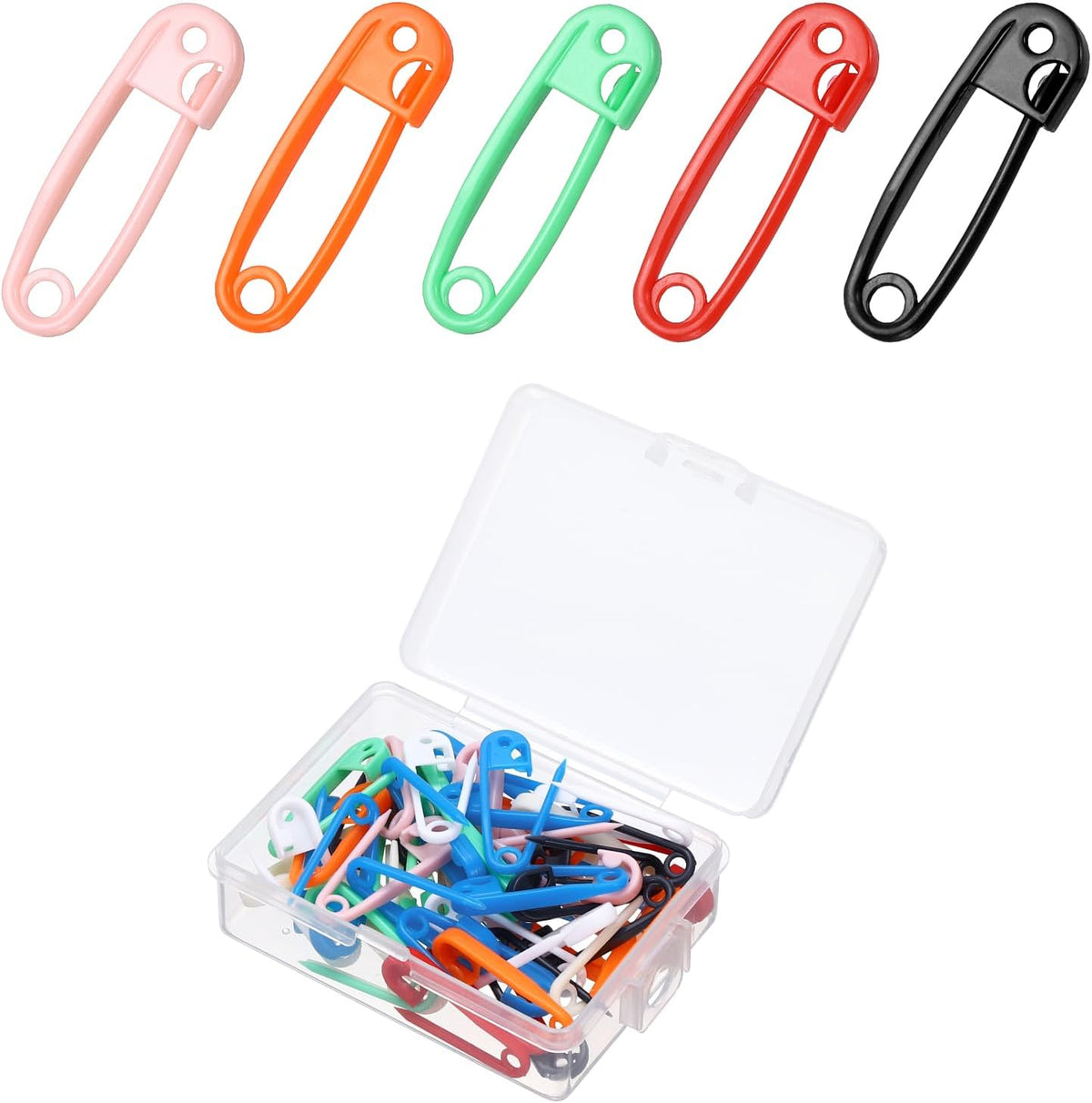 PATIKIL 50pcs Plastic Safety Pins 1.1" Knitting Markers Clip Mixed