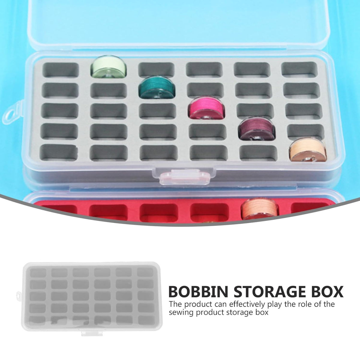 30 Slot Bobbin Storage Case for Home Sewists, Plastic Organizer