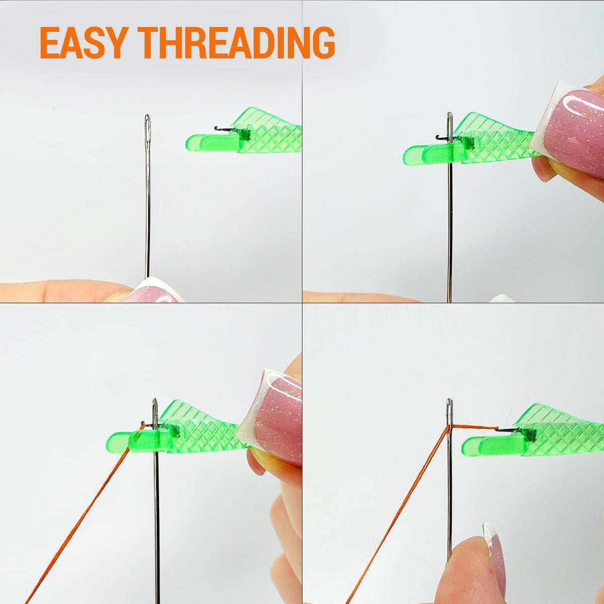 10 pcs Needle Threader Set and 35 Big&Thinner Eye Sharp Needles for