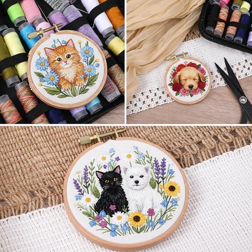 Josojoou 2Pcs Cross Stitch Hoop 3Inch Small Embroidery Hoop Round