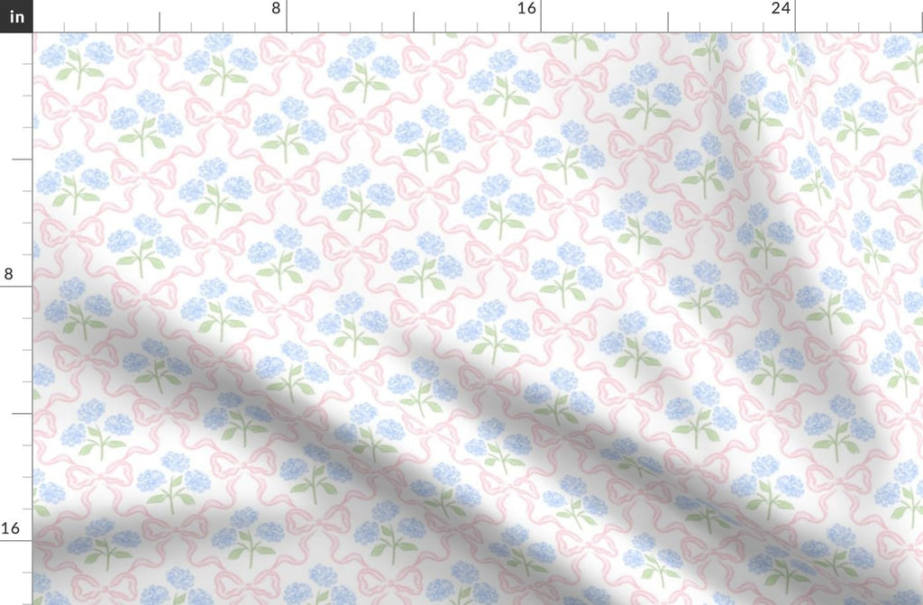 Spoonflower Fabric Preppy Bow Floral Delicate on Essex Linen