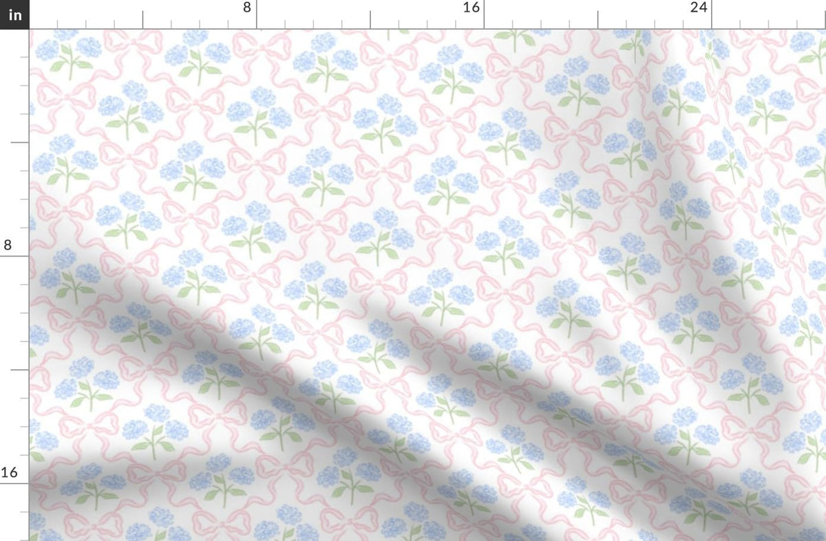 Spoonflower Fabric Preppy Bow Floral Delicate on Essex Linen