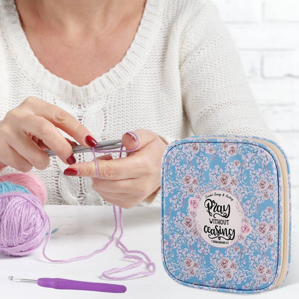 Crochet Hook Case,Portable Zipper Storage Organizer Bag for Crochet