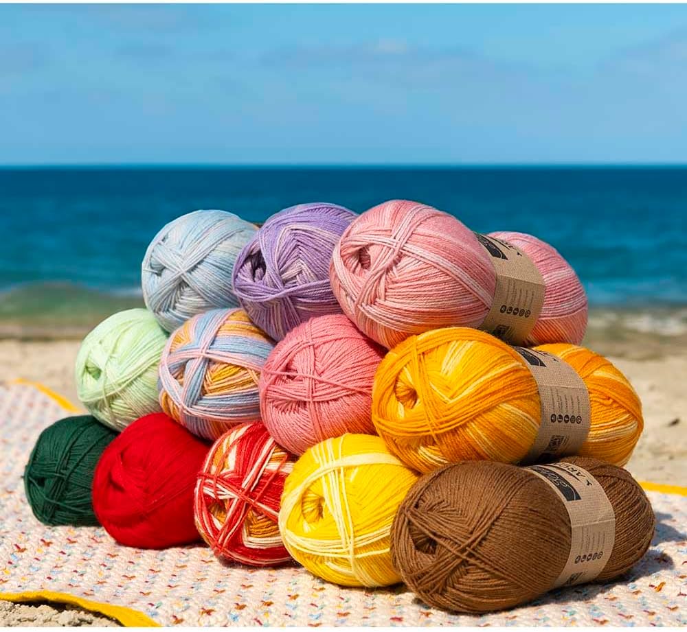 Scheepjes Arcadia Sock Yarn, 100g, 810 Sunset Orange, Wool/Polyamide