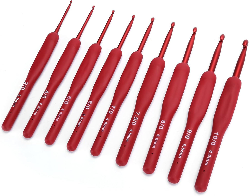 Rengue Ergonomic Crochet Hook Set, 9 Pcs 2-6mm Knitting Needles with