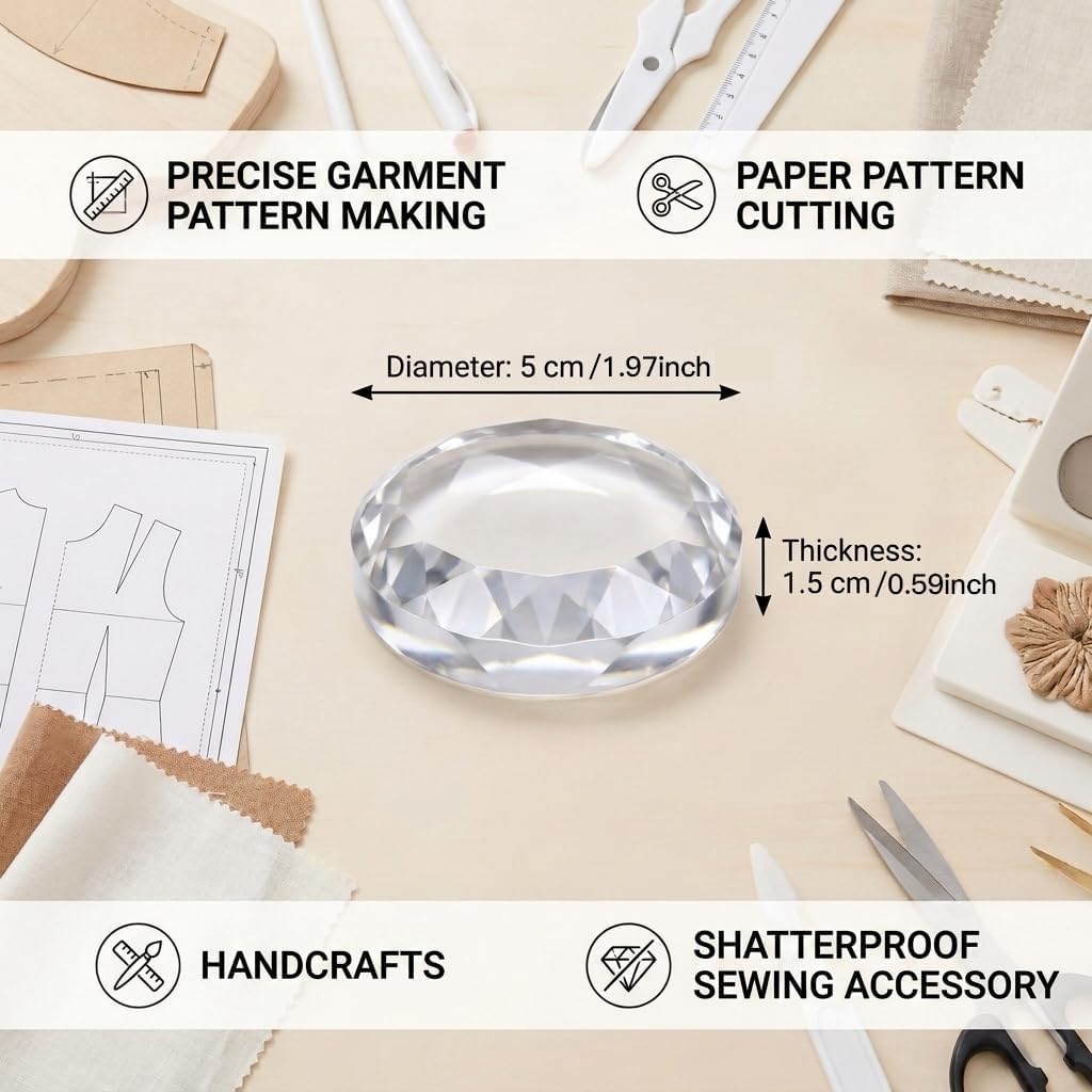 6 Pcs Crystal Glass Pattern Weights for Sewing, Fabric Weights Sewing