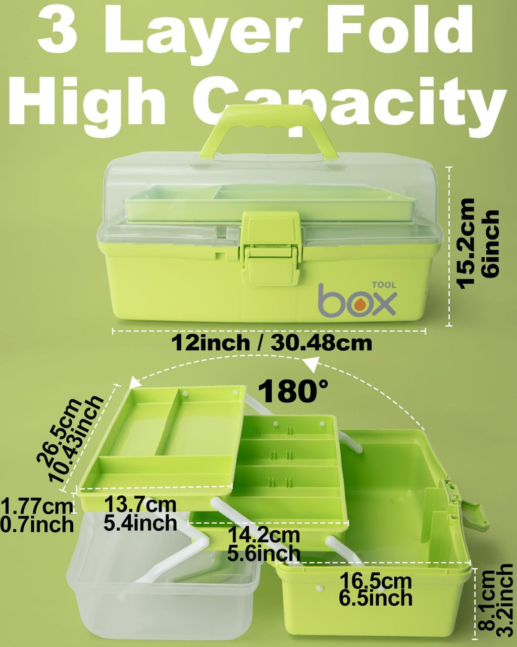TERGOO 12in 3-Layer Plastic Craft Organizers and Storage, Portable