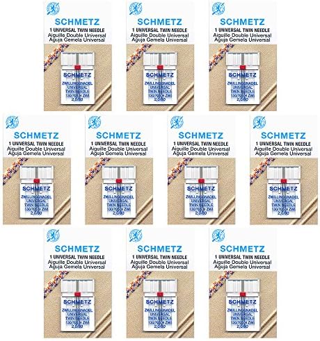 10 Schmetz Twin Universal Sewing Machine Needles - Size 80/12 2.0 mm
