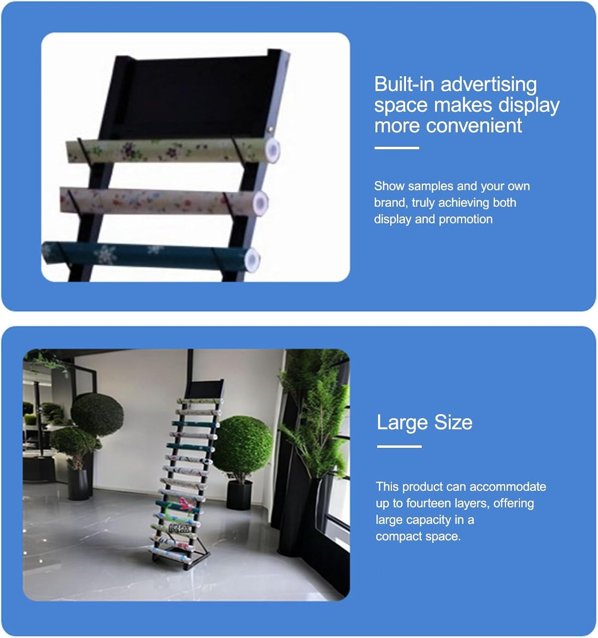Commercial Fabric Roll Storage Rack, Heavy Duty Steel Organizer Holder