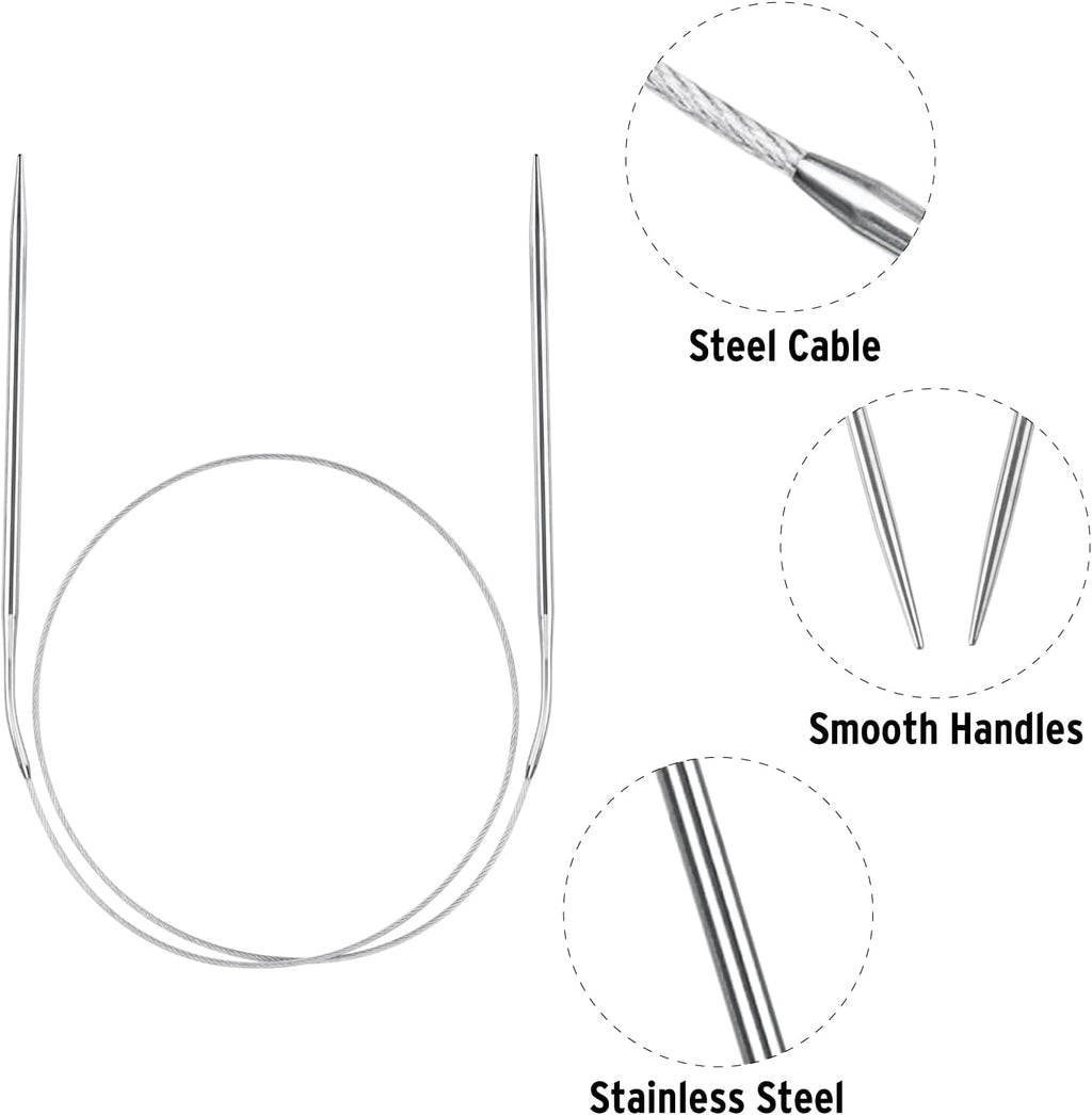Circular Knitting Needles Set, Stainless Steel Round Knitting Needles