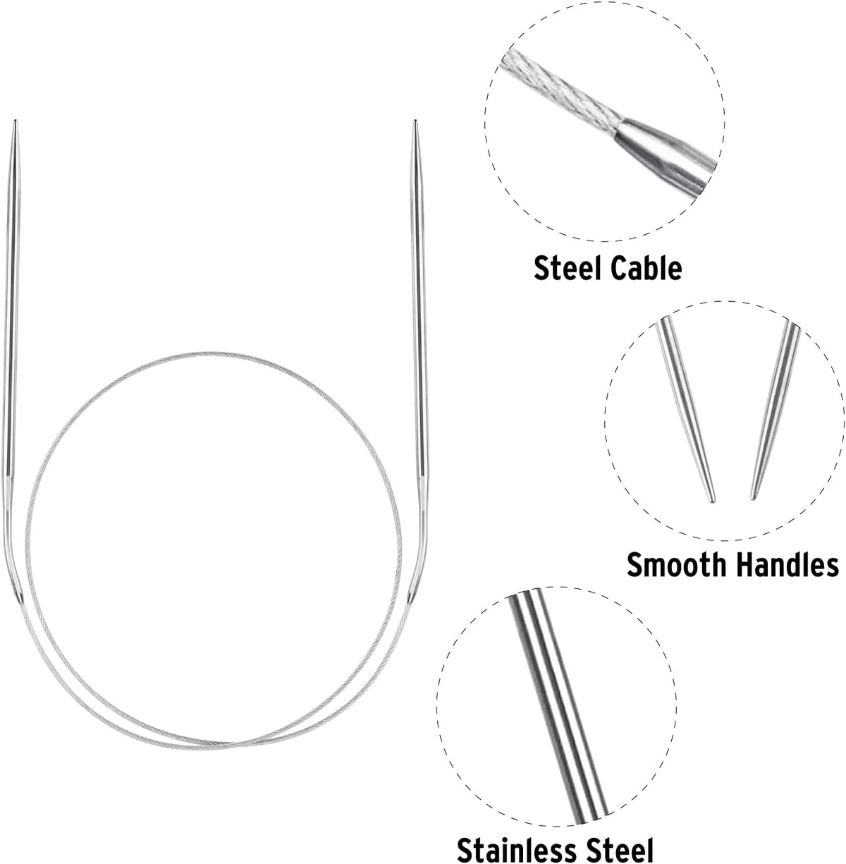 Circular Knitting Needles Set, Stainless Steel Round Knitting Needles
