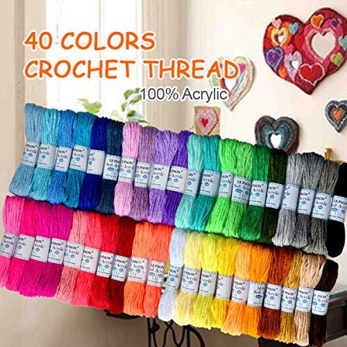 LE PAON 40 Colors Acrylic Yarn Skeins | Total of 440 Yards Craft Yarn