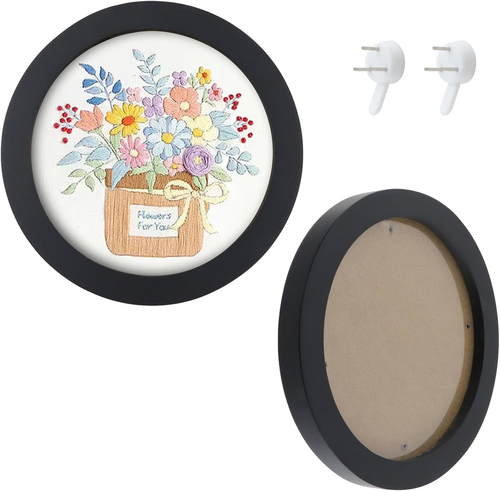 Crapyt 2 PCS Embroidery Frame, 8.15" Wood Round Cross Stitch Hoop